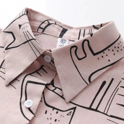 Katzen-Hemd mit Knöpfen