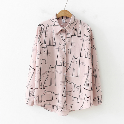 Katzen-Hemd mit Knöpfen