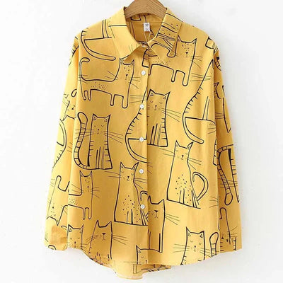 Katzen-Hemd mit Knöpfen