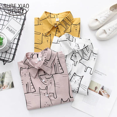 Katzen-Hemd mit Knöpfen