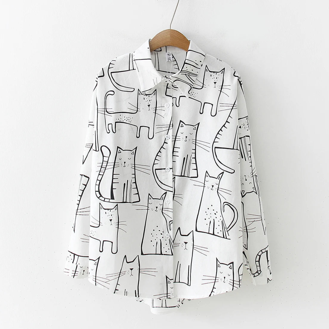Katzen-Hemd mit Knöpfen
