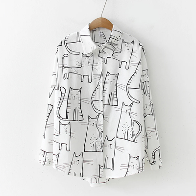 Katzen-Hemd mit Knöpfen